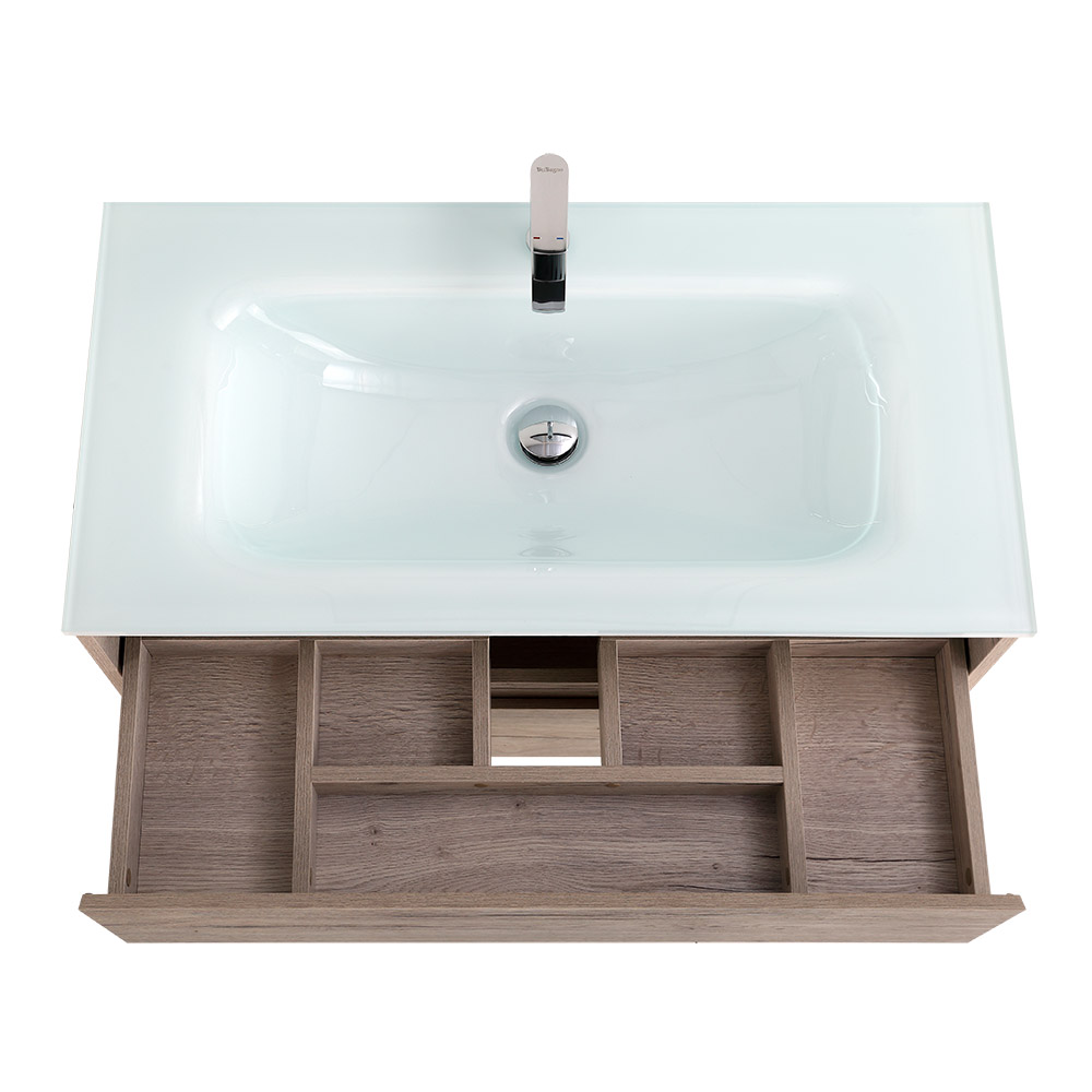 Приобрести belbagno тумба с раковиной kraft 100 см, подвесная rovere galifax bianco, стеклянная раковина