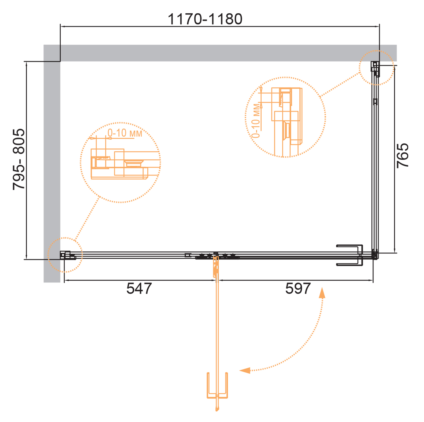 Приобрести cezares душевое ограждение bellagio 120х80 см, черное bellagio-ah-1-120/80-c-nero