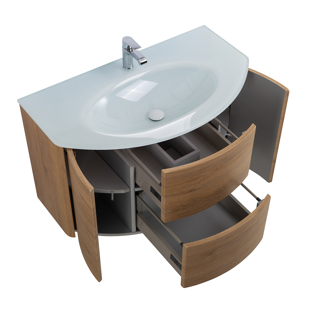 Приобрести cezares тумба подвесная с раковиной eden 91 см rovere tabacco, стекло, дерево 55073