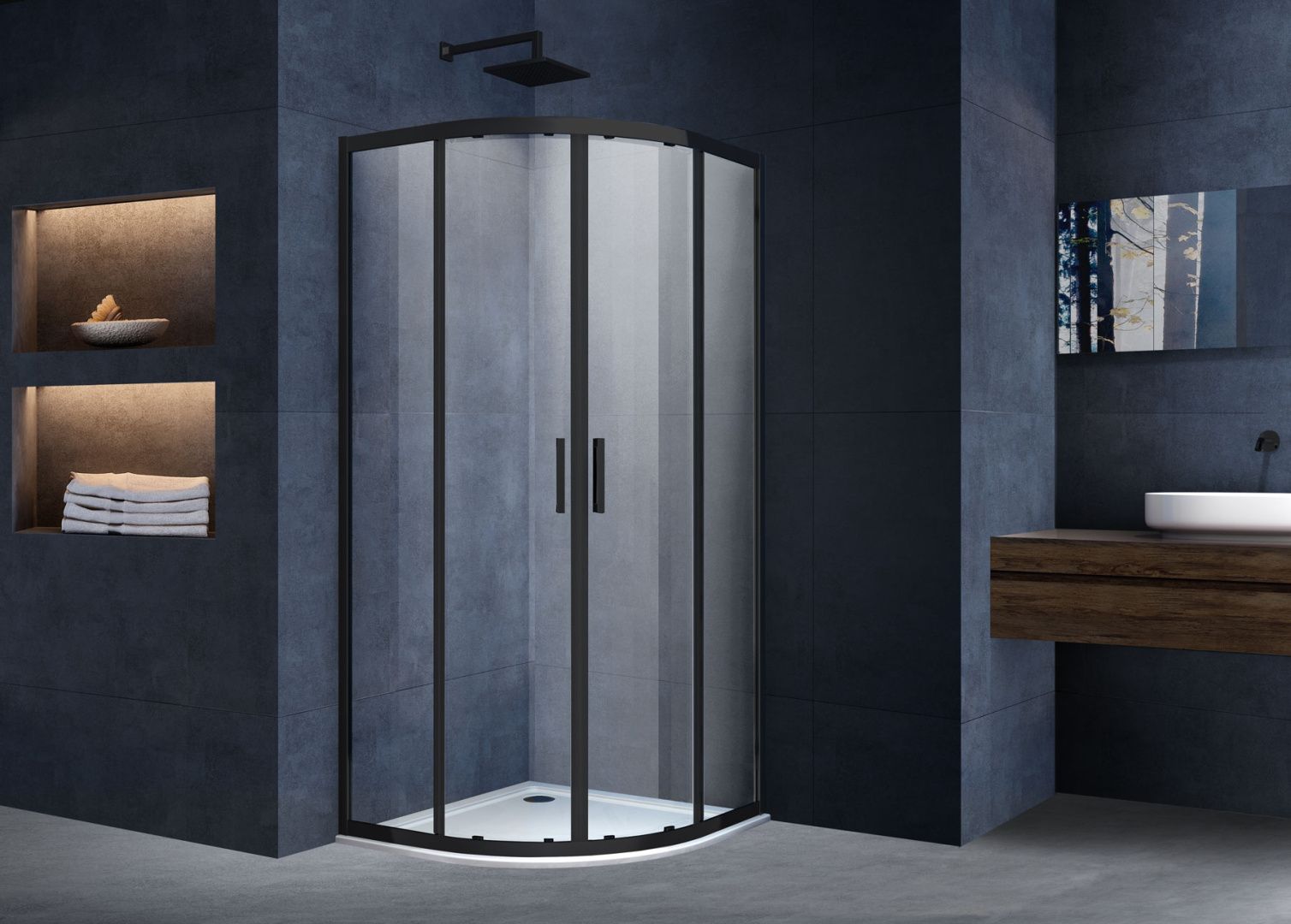 Приобрести vincea душевое ограждение alpha 90х90 см, прозрачное, черное vsq-3al900clb