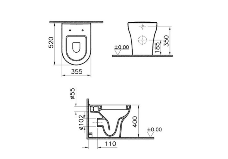 Приобрести унитаз приставной vitra zentrum 5788b003-0075