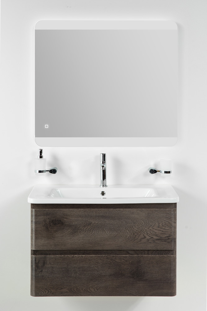 Приобрести belbagno тумба с раковиной albano-cer 80 см, подвесная rovere nature grigio, белая раковина