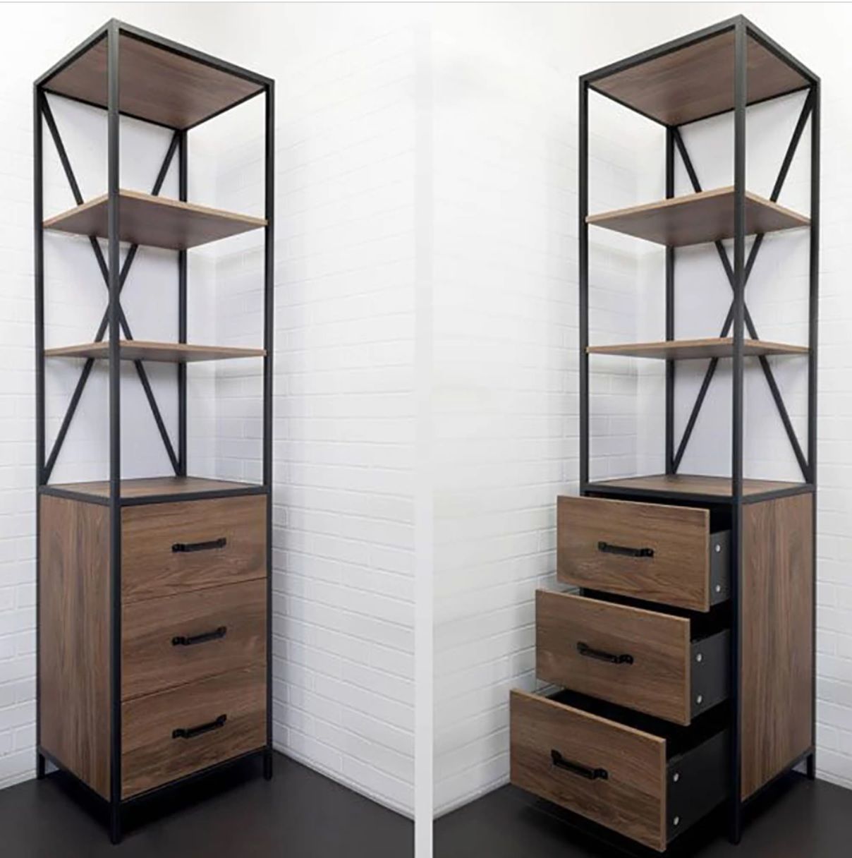 Приобрести сomforty пенал 55 лофт с выдвижными ящиками, дуб тёмно-коричневый