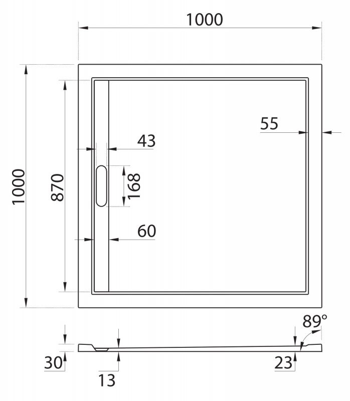 Приобрести cezares поддон из искусственного камня tray 100х100см tray-as-a-100-30-nero
