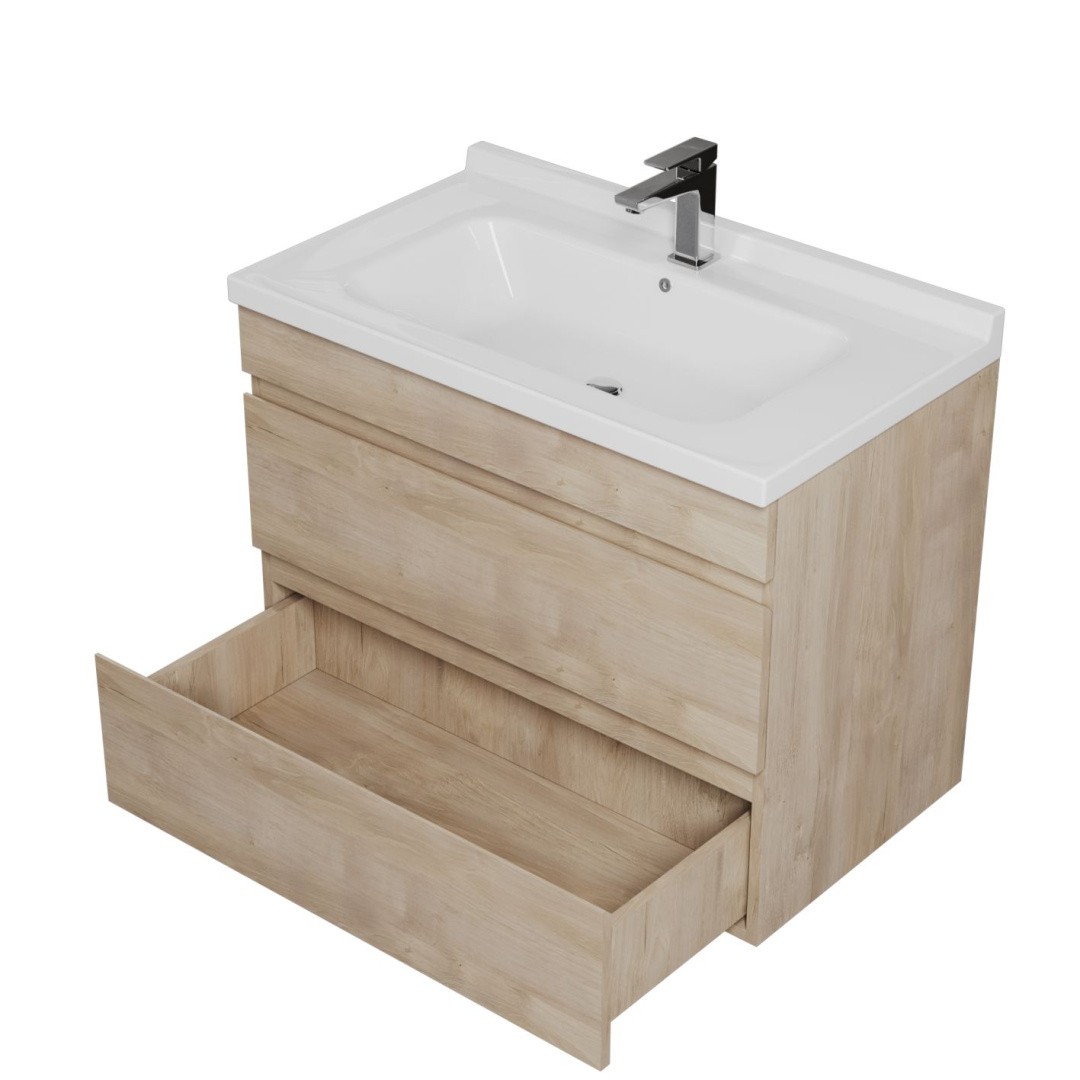 Приобрести mirsant тумба подвесная с раковиной karelia 80 см, светлое дерево