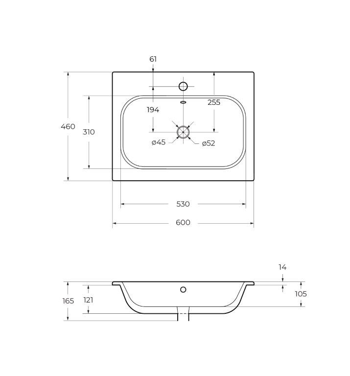 Приобрести cezares тумба подвесная с раковиной eco-cer 60 см bianco lucido, белый глянец eco-cer-600-2c-so-bl