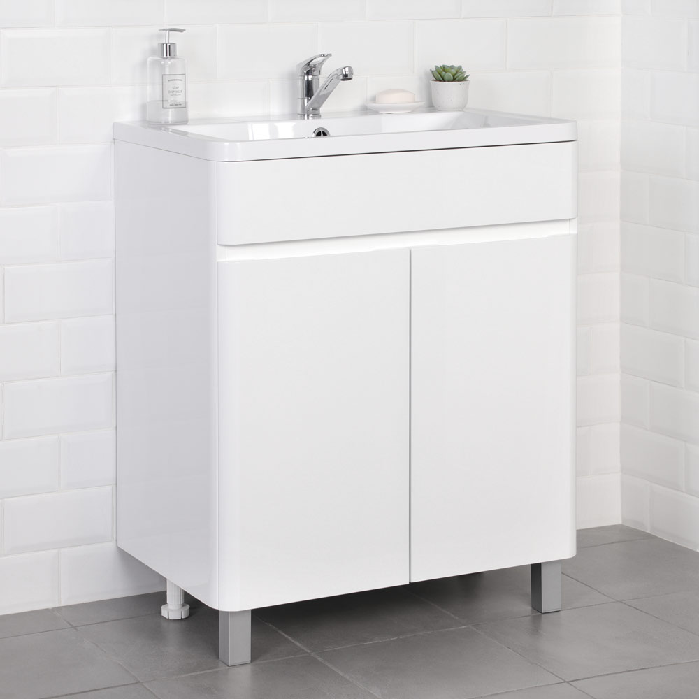 Приобрести тумба напольная итана roberto 70 с раковиной adel 70, белый глянец