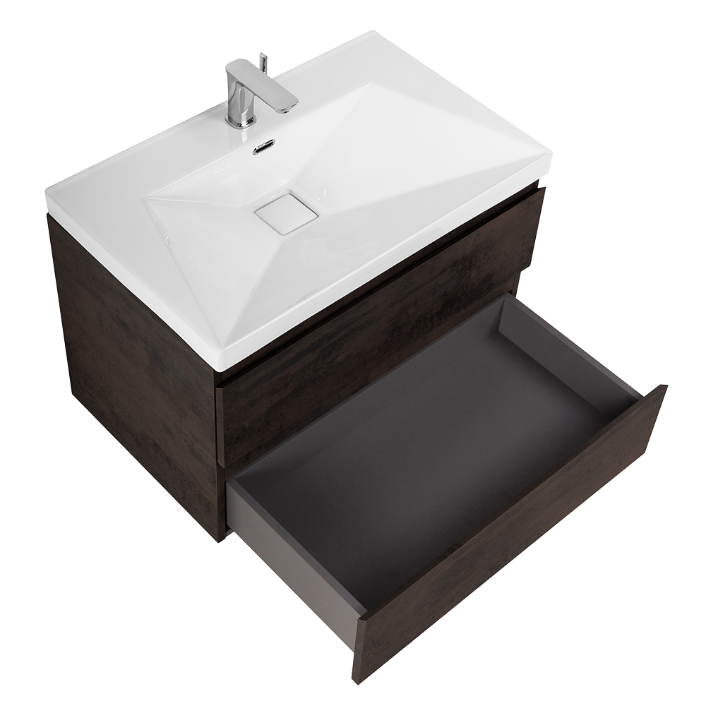 Приобрести cezares тумба подвесная с раковиной molveno 80 см ossido, темно коричневая molveno-80-2c-so-oss