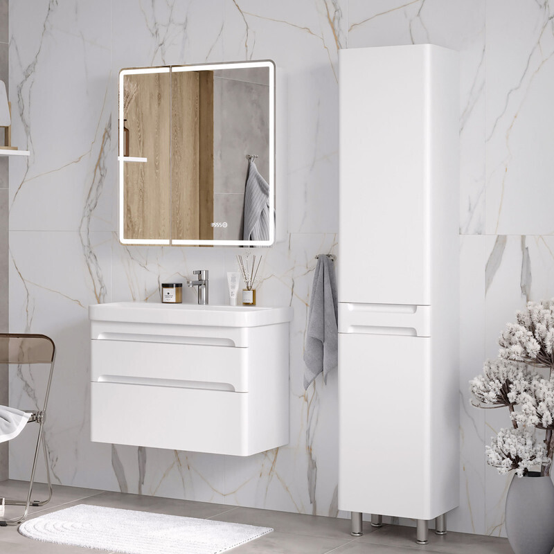 Приобрести equil тумба подвесная с раковиной nice 80 см, белая матовая tpnice80.2y-05