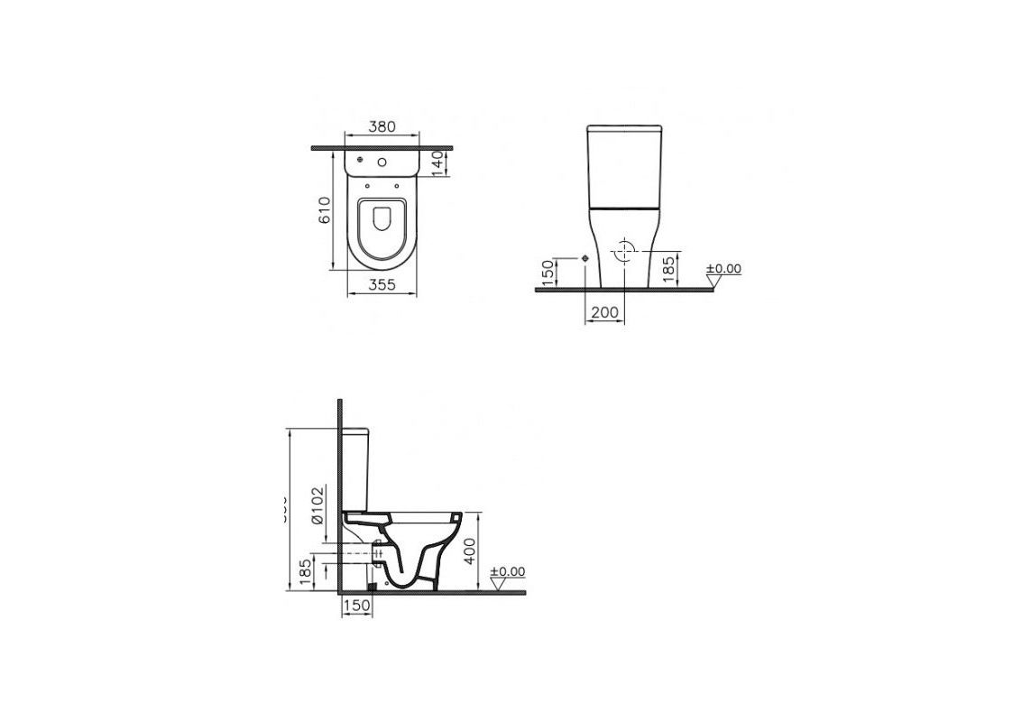 Приобрести унитаз приставной vitra zentrum rim-ex 9824b003-7207 с крышкой микролифт