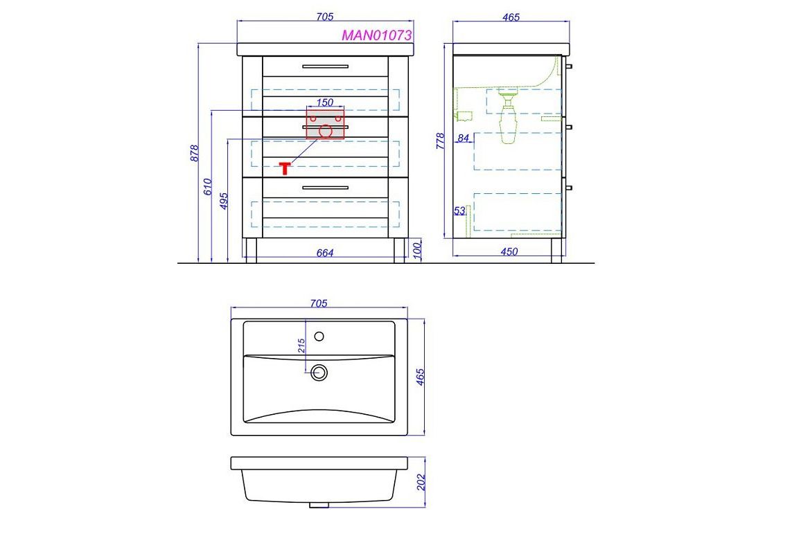 Приобрести тумба напольная с раковиной aqwella манчестер 70 см man01073