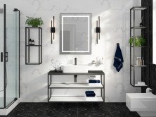 Cezares Тумба подвесная с раковиной CADRO 120 см см, двухярусная Nero, черная, CADRO-120/46/58-2C-SO-MET-ST