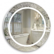 Azario Зеркало Лаго 77х77 см, белый, с подсветкой, сенсорный выключатель, Bluetooth ФР-1546