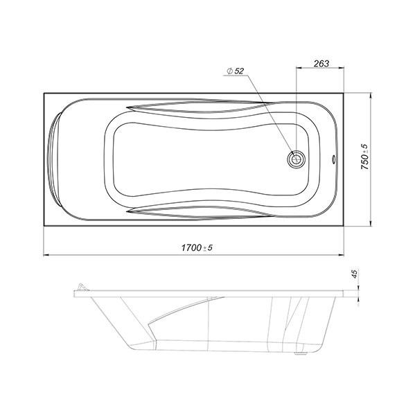 Приобрести mirsant ванна акриловая азов 170*75 см, белая, ут000047659