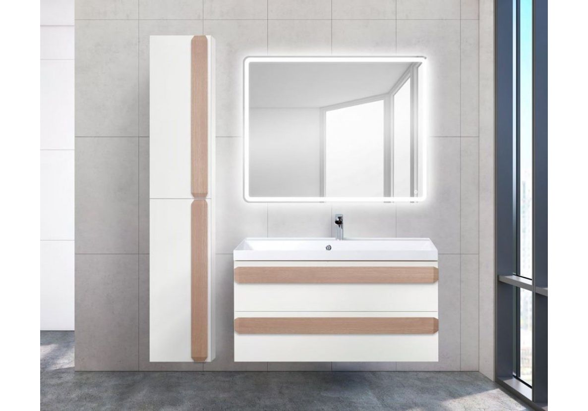 Приобрести пенал подвесной belbagno aurora-1600-2a-sc-bl-p-l 35 см, левый, bianco lucido