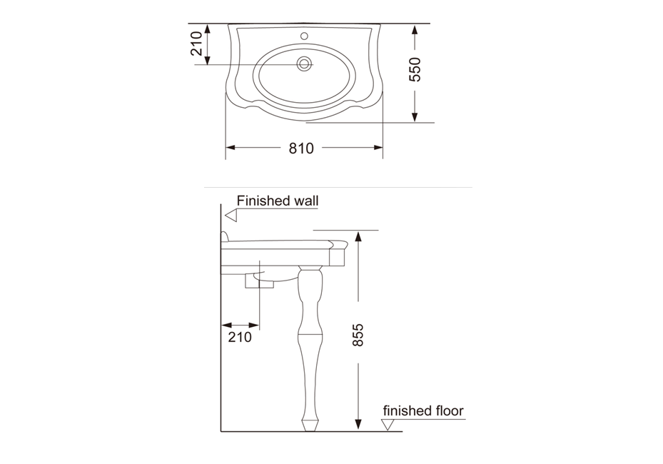 Приобрести раковина подвесная creo ceramique orleans 81 см or3300+or3310
