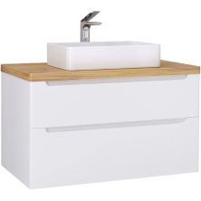 Jorno Тумба подвесная Wood 100 см со столешницей светлое дерево, белая