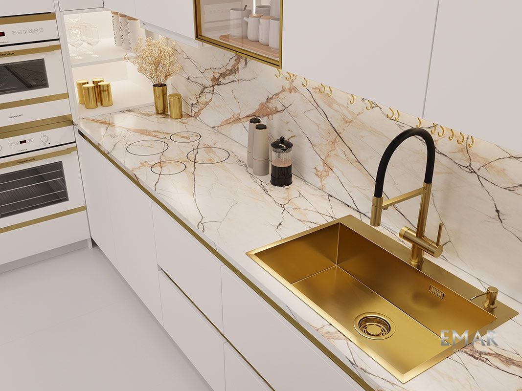 Приобрести emar кухонная мойка 74х50 см, золото emb-125a pvd emb-128a pvd nano golden