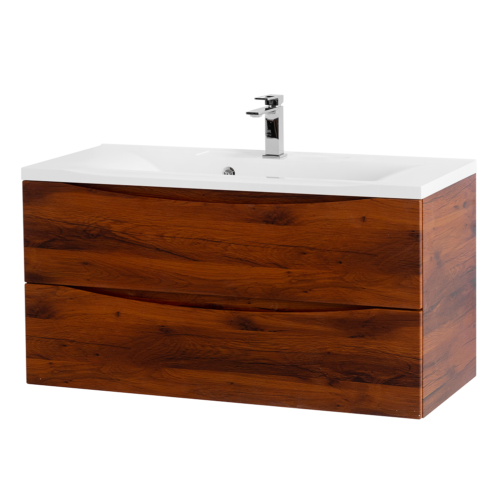 Приобрести belbagno тумба с раковиной marino 100 см, напольная rovere cillegio, белая раковина