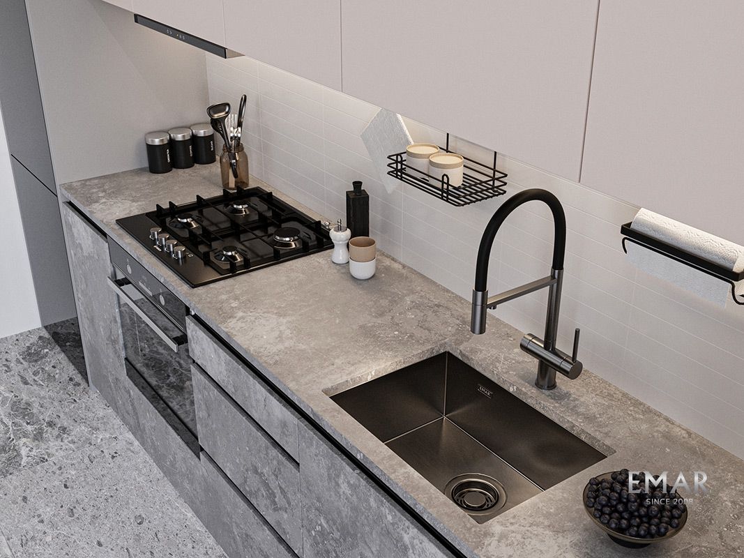 Приобрести emar кухонная мойка 59х42 см, графит emb-132 pvd nano dark