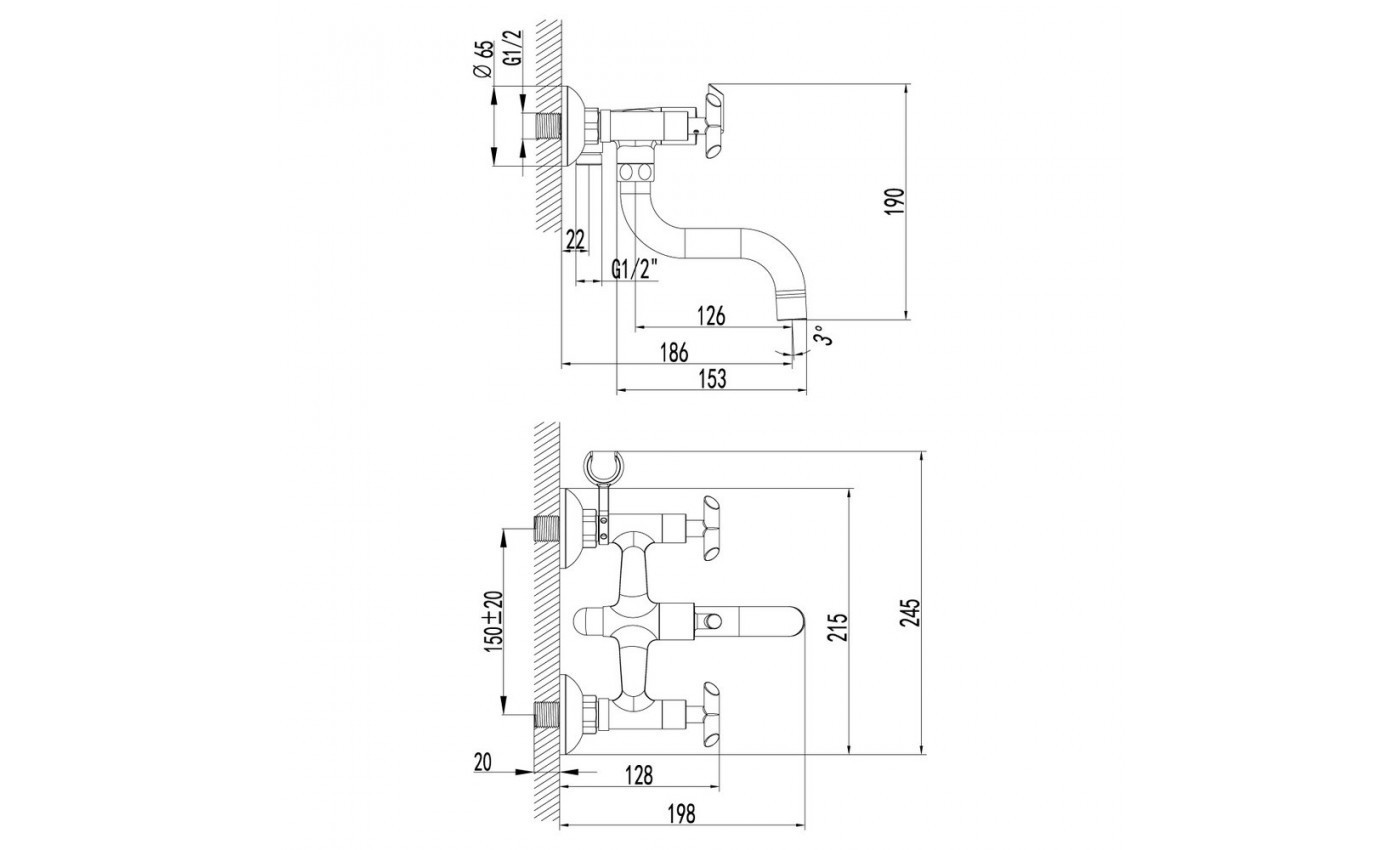 Приобрести lemark смеситель для ванны practica, двухвентильный, хром lm7512c