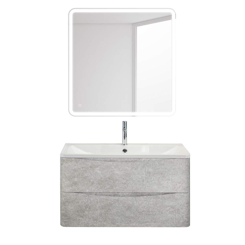 Приобрести belbagno тумба с раковиной acqua 100 см, подвесная cemento verona grigio, белая раковина