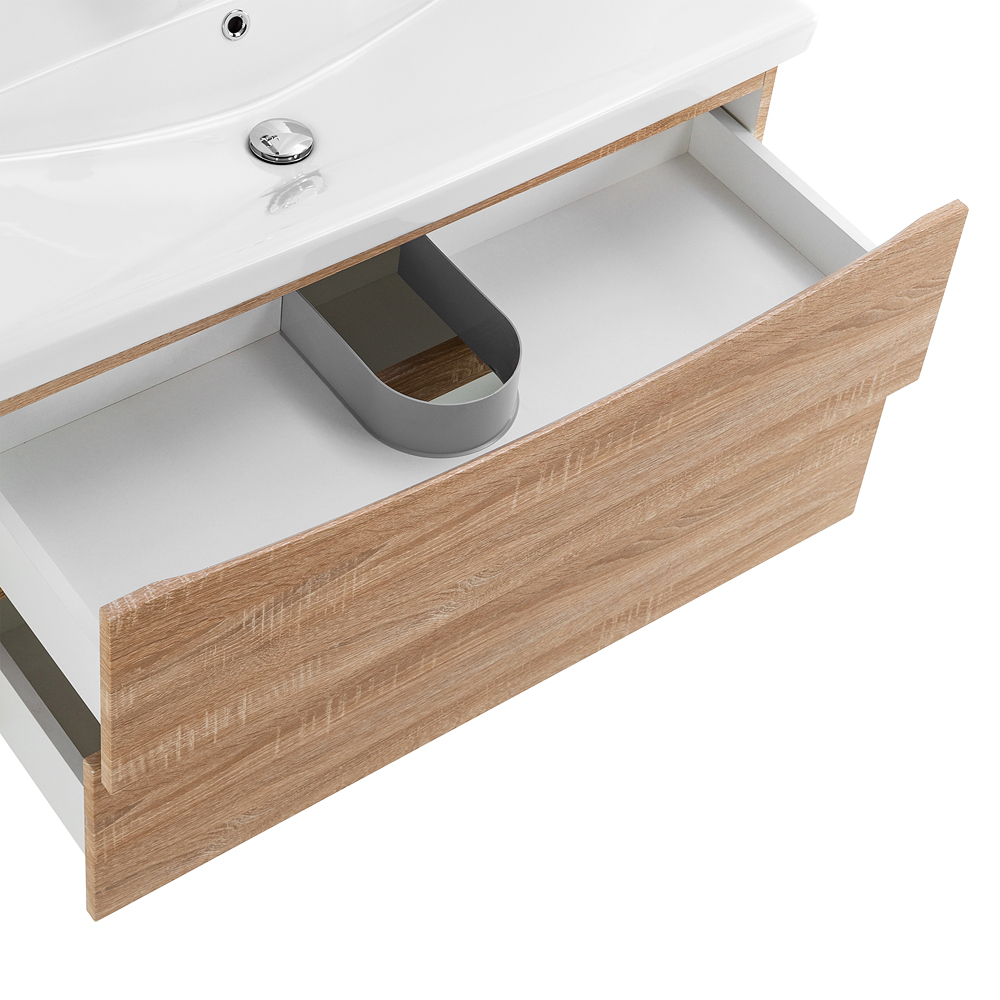 Приобрести belbagno тумба с раковиной marino-cer 100 см, подвесная rovere bianco, белая раковина