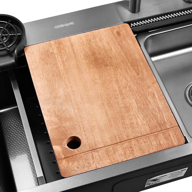 Приобрести gerhans кухонная мойка 75х45 см, функциональная, графит\декор