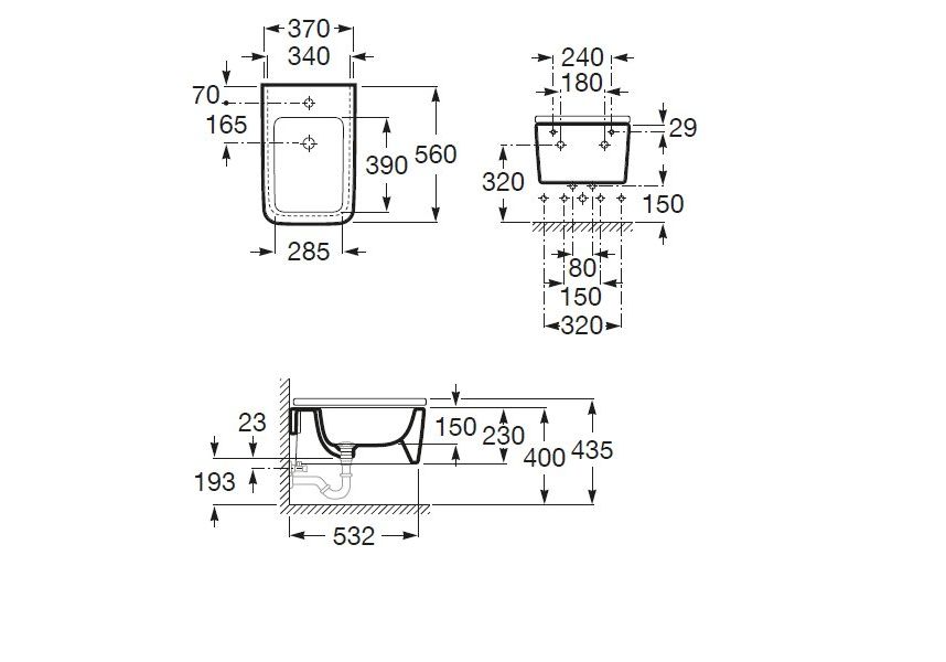 Приобрести биде подвесное roca inspira square 56 см, 7.3575.3.500.0