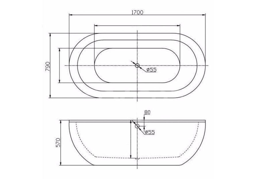 Приобрести ванна акриловая отдельностоящая belbagno 170х80 см, bb13-1700