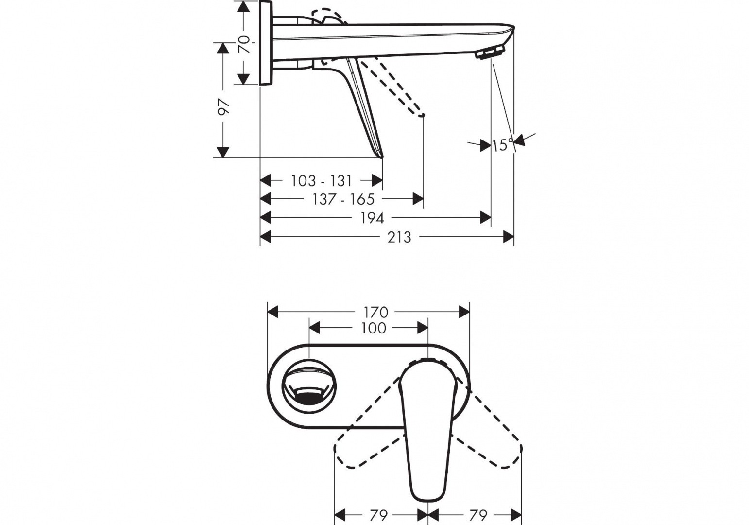 Приобрести 71127000 novus однорычажный смеситель для раковины, излив 195 мм, настенный, скрытый монтаж, хром (скрытая часть нужна 13622180)
