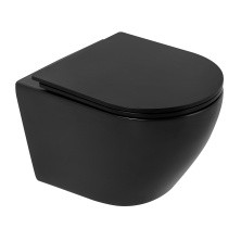 BelBagno Унитаз безободковый подвесной COLORATO с сиденьем дюропласт, микролифт, черный BB062CHR-MB/BB062SC-MB
