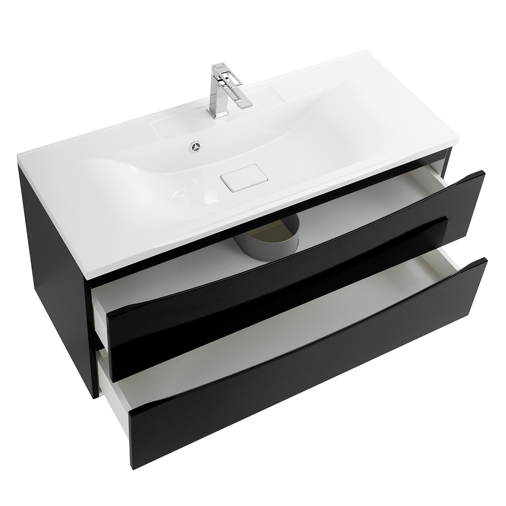 Приобрести belbagno тумба с раковиной marino 120 см, подвесная nero lucido, белая раковина