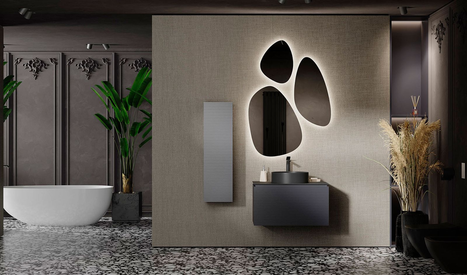 Приобрести jorno тумба подвесная stone 80 см со столешницей, антрацит