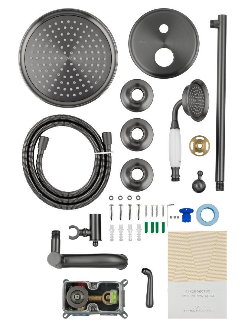 Приобрести душевая система встраиваемая wonzon & woghand steam, темный графит (ww-88939008-bgm)