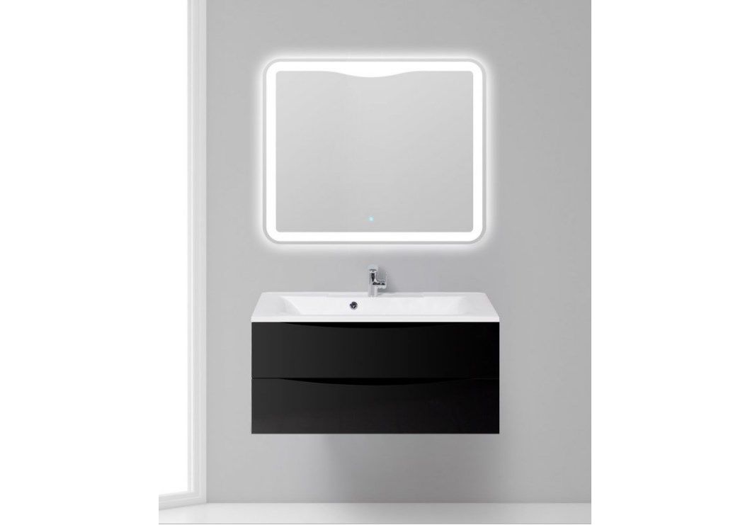 Приобрести тумба подвесная с раковиной belbagno marino-1000-2c-so-nl-p 100 см, nero lucido