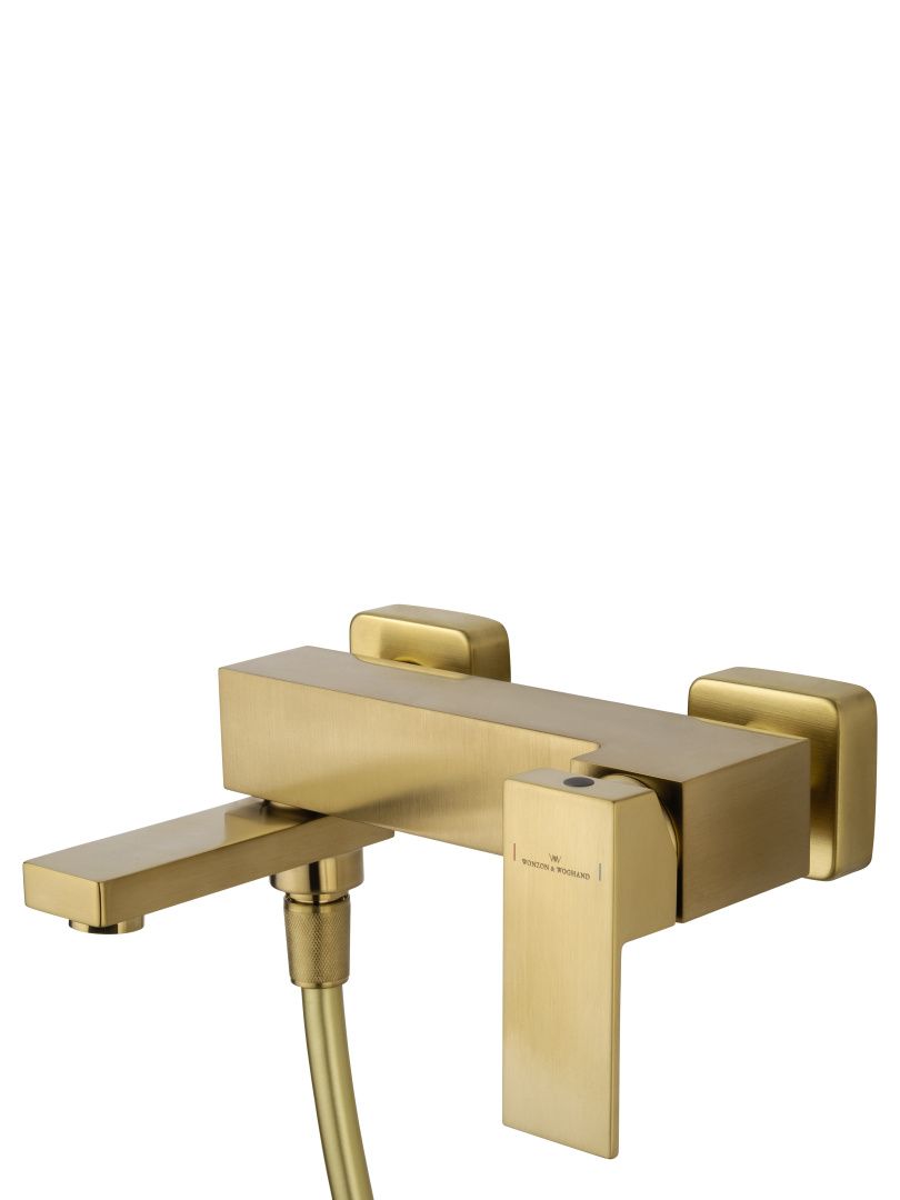 Приобрести смеситель для ванны с душем wonzon & woghand cube, брашированное золото (ww-88639016-bg)