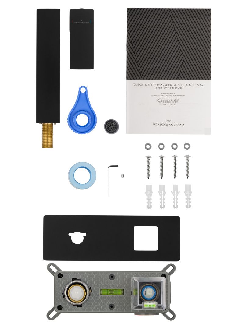 Приобрести смеситель для раковины встраиваемый wonzon & woghand cube 2.0, черный матовый (ww-88869068-mb)