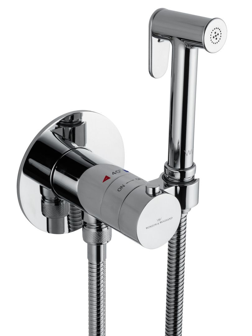 Приобрести смеситель с гигиеническим душем и термостатом встраиваемый wonzon & woghand, хром (ww-88829909-cr)