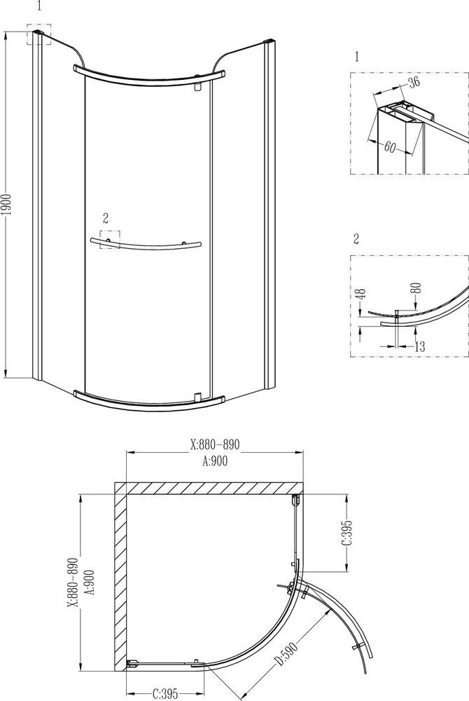 Приобрести grossman душевое ограждение classic 90х90 см, полукруглое хром\прозрачное gr-7090