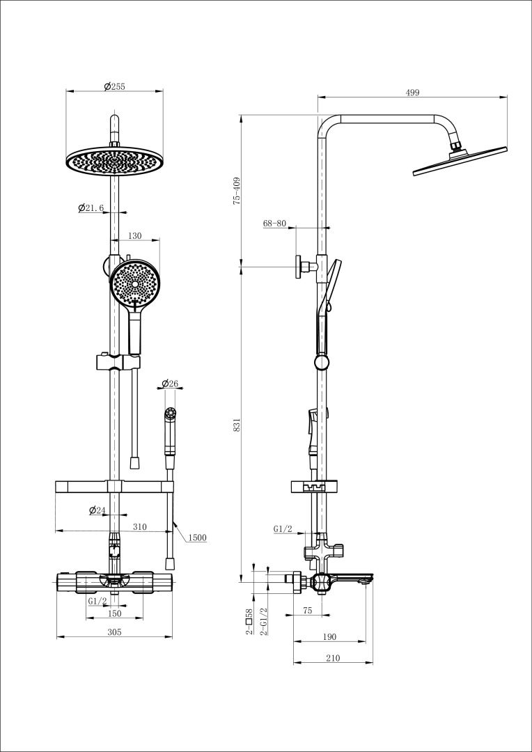 Приобрести душевая система с гигиеническим душем и термостатом wonzon & woghand solid, белый матовый (ww-c3011-a1-mw)