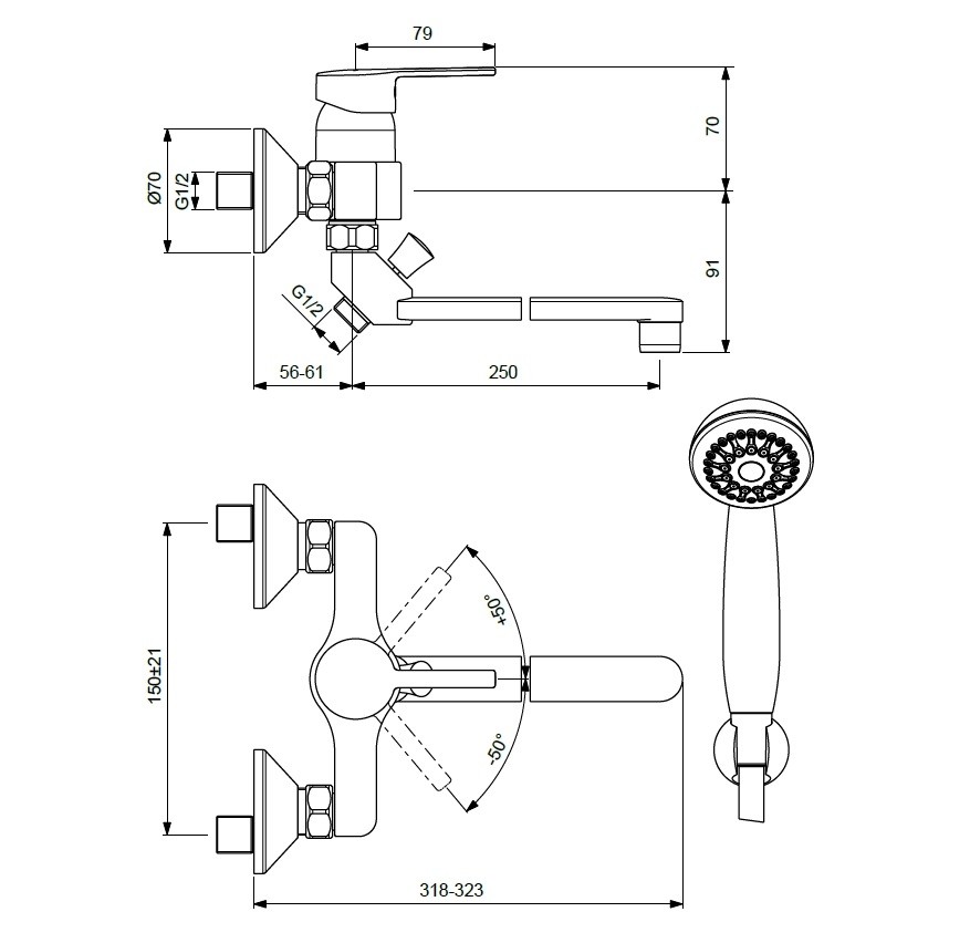 Приобрести cмеситель для ванны/душа vidima logik ba280aa