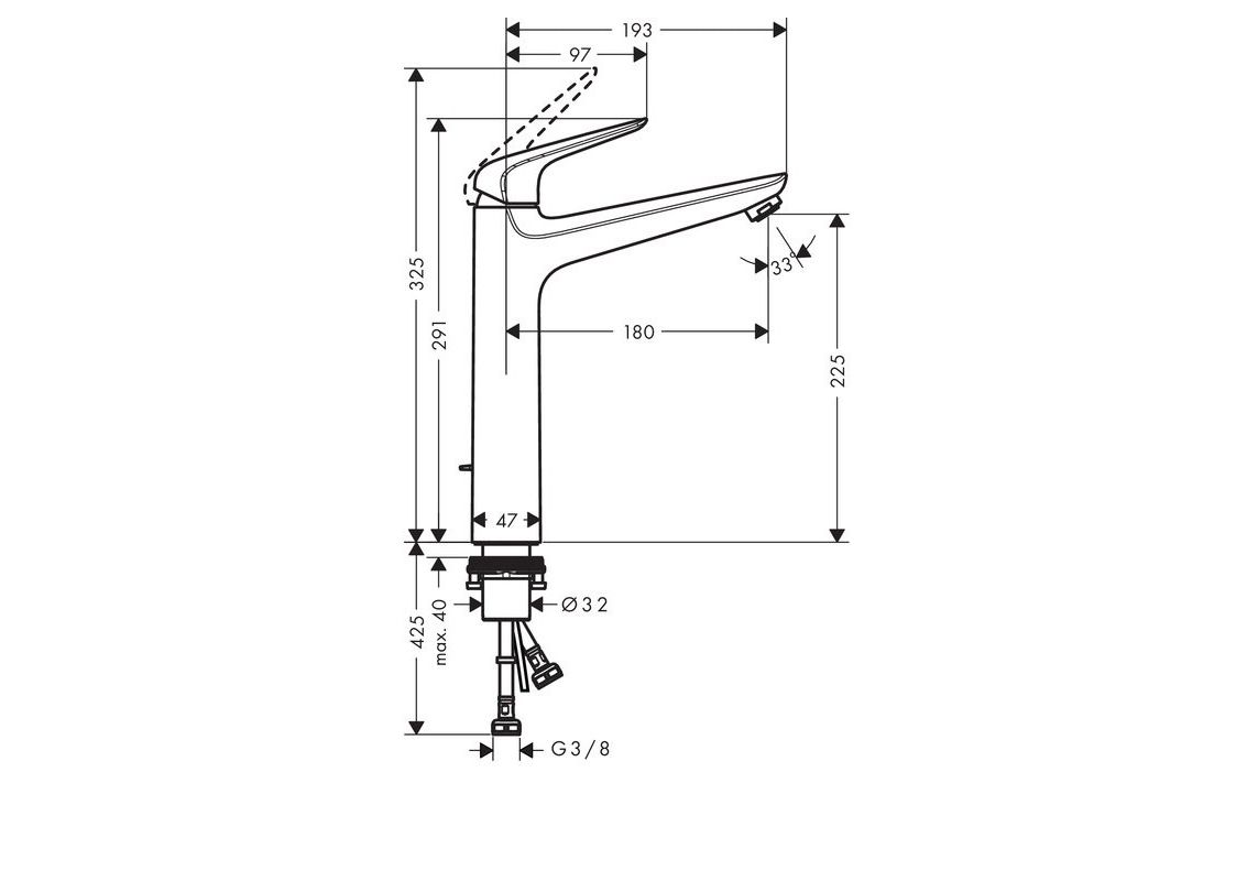 Приобрести 71123000 novus однорычажный смеситель для раковины 230, со сливным гарнитуром, хром
