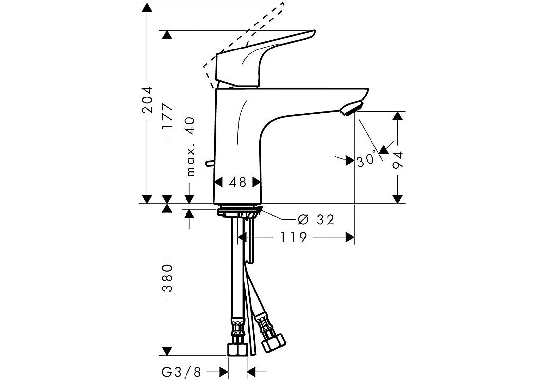 Приобрести 31607000 focus смеситель для раковины 100, однорычажный, со сливным гарнитуром, хром