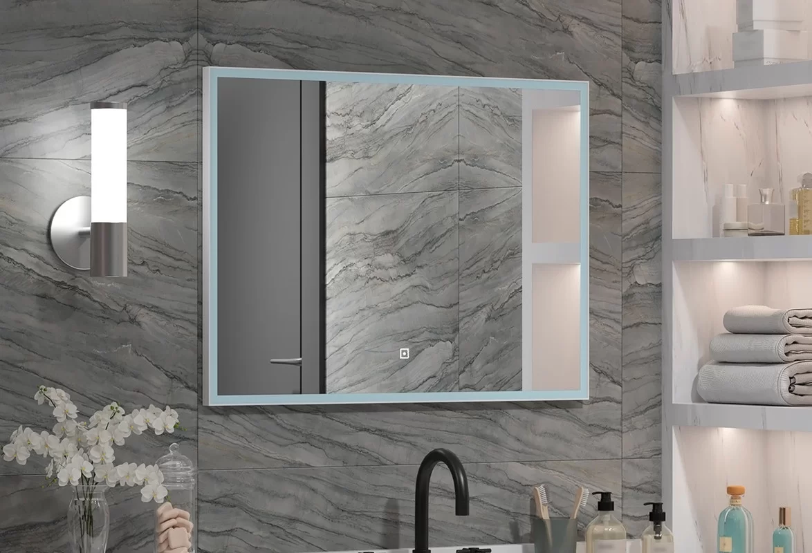 Приобрести continent зеркало с подсветкой sting white 80х60 см, белое