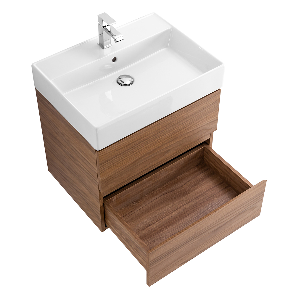 Приобрести cezares тумба подвесная с раковиной molveno 46 60 см noce chiaro, черный molveno 46-60-2c-so-nс