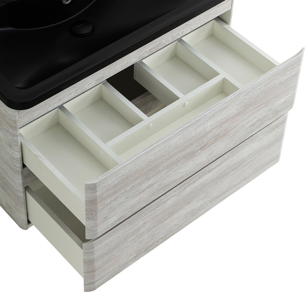 Приобрести belbagno тумба с раковиной albano 100 см, подвесная rovere vintage bianco, чёрная раковина