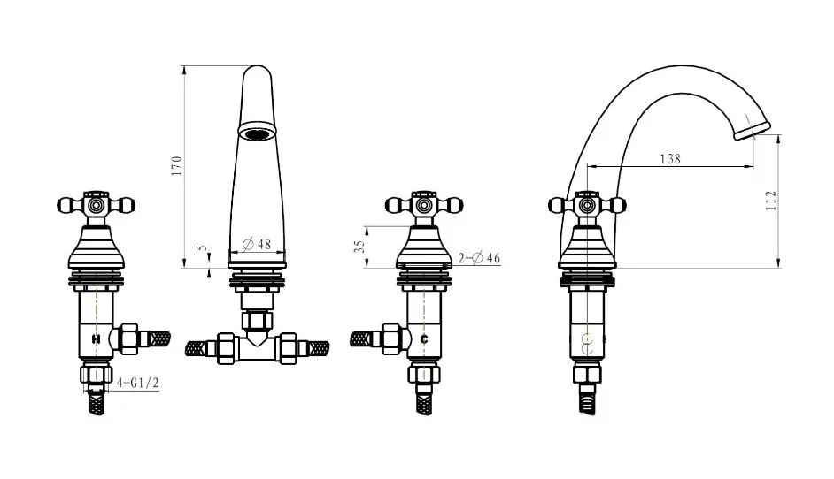 Приобрести boheme смеситель для раковины medici presente, врезной, бронза 317-medici ripresa