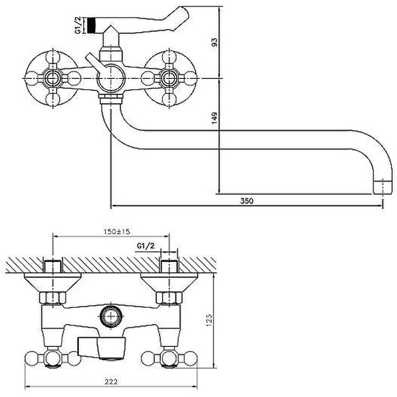 Приобрести haiba смеситель для ванны 222мм, хром hb-2619-2