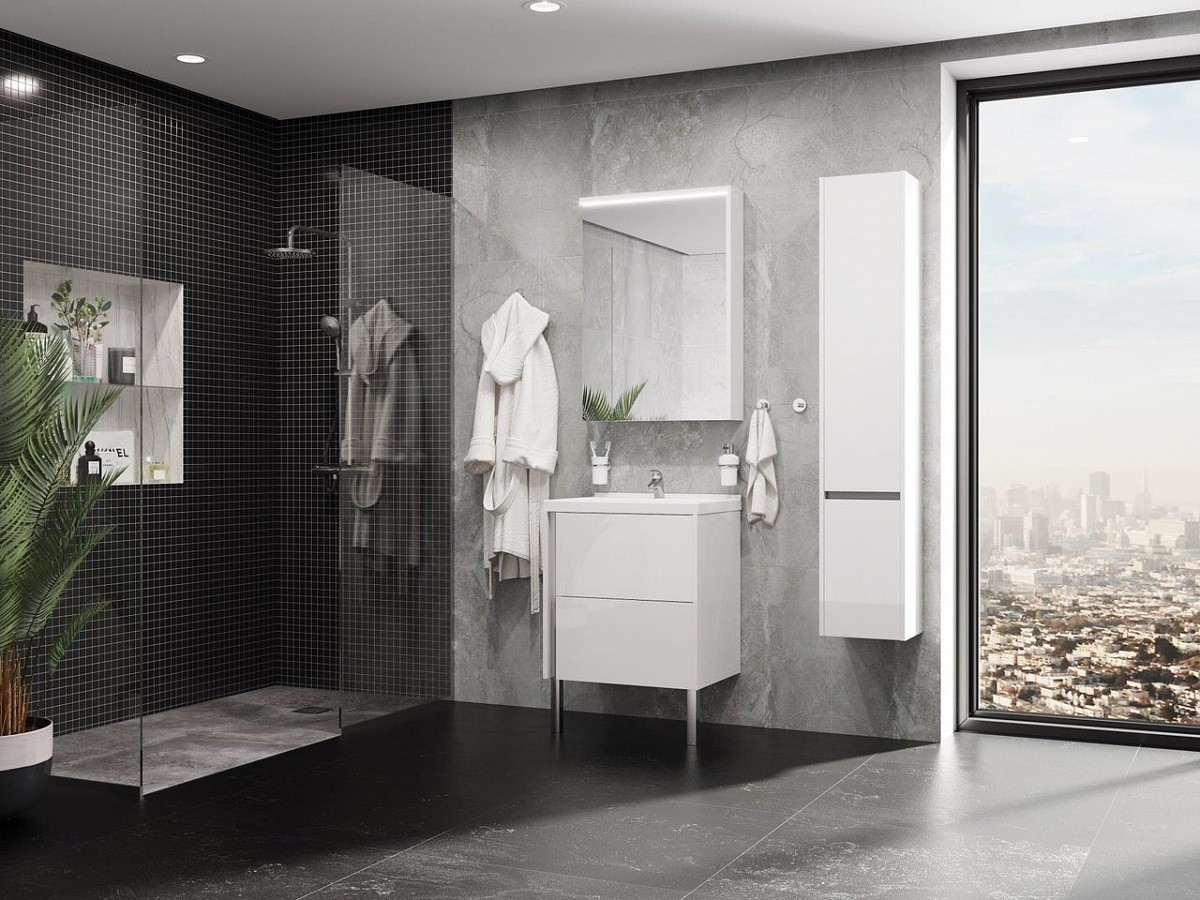 Приобрести пенал подвесной акватон стоун, белый, правая